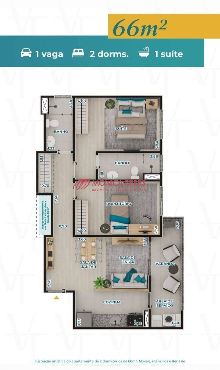 Apartamento à venda com 2 quartos, 66m² - Foto 4